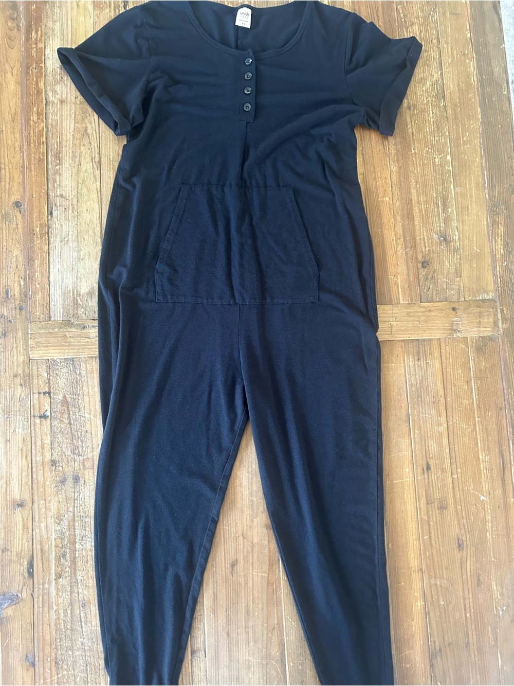 Smash + Tess Black Short-Sleeve Button Front Jumpsuit